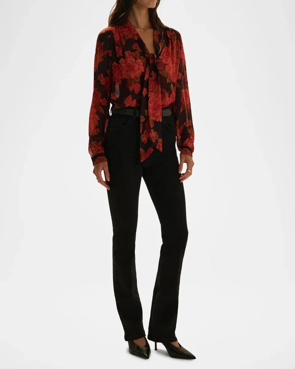 Favorite Daughter The Simone Floral Front-Tie Blouse | Thumbnail 4 Favorite Daughter The Simone Floral Front-Tie Blouse | Thumbnail 4