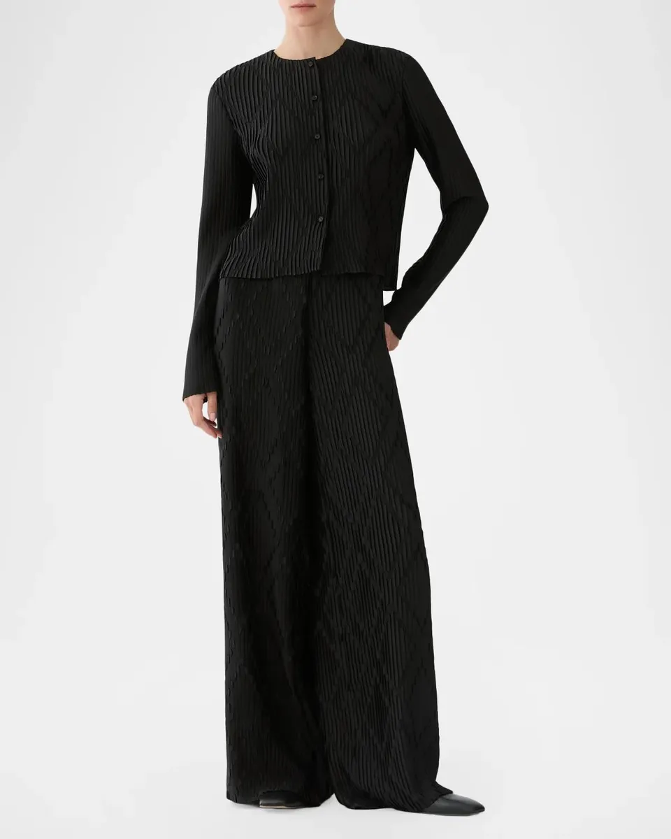 Lafayette 148 New York Parkside Wide-Leg Plisse Satin Pants | Thumbnail 2 Lafayette 148 New York Parkside Wide-Leg Plisse Satin Pants | Thumbnail 2