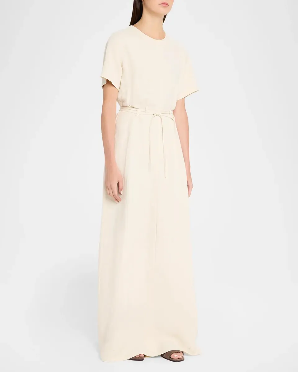 Brunello Cucinelli Fluid Linen Twill Belted Maxi Dress | Thumbnail 4 Brunello Cucinelli Fluid Linen Twill Belted Maxi Dress | Thumbnail 4