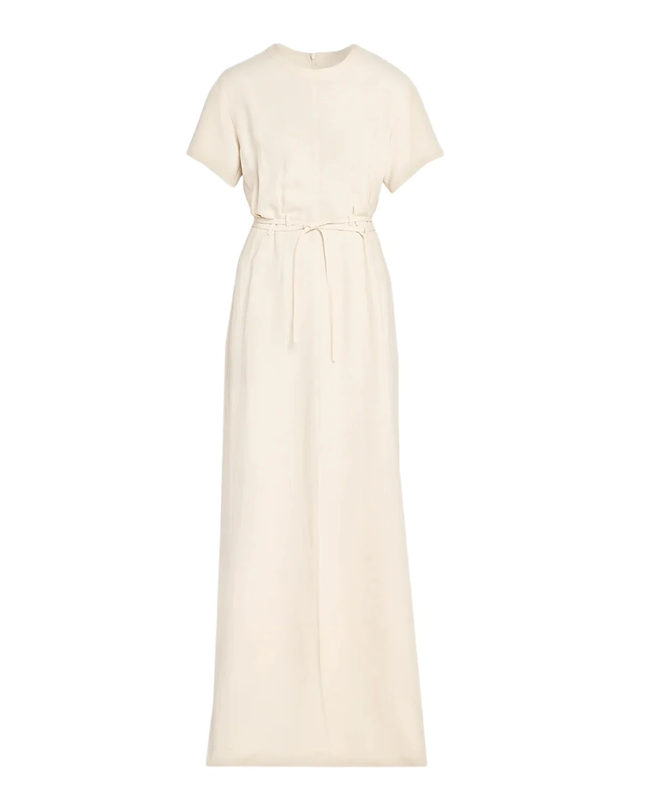 Brunello Cucinelli Fluid Linen Twill Belted Maxi Dress