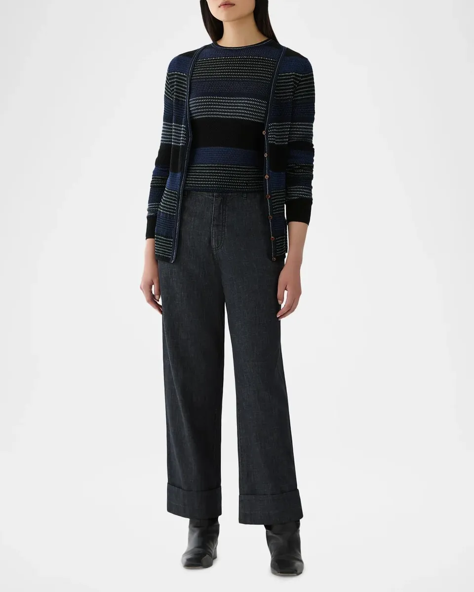 Lafayette 148 New York Highline Straight-Leg Cotton Chambray Pants | Thumbnail 2