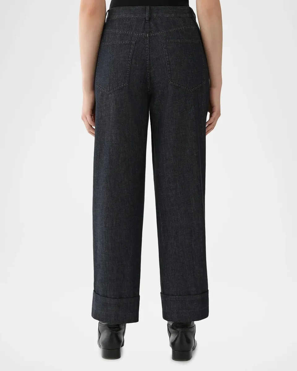 Lafayette 148 New York Highline Straight-Leg Cotton Chambray Pants | Thumbnail 3