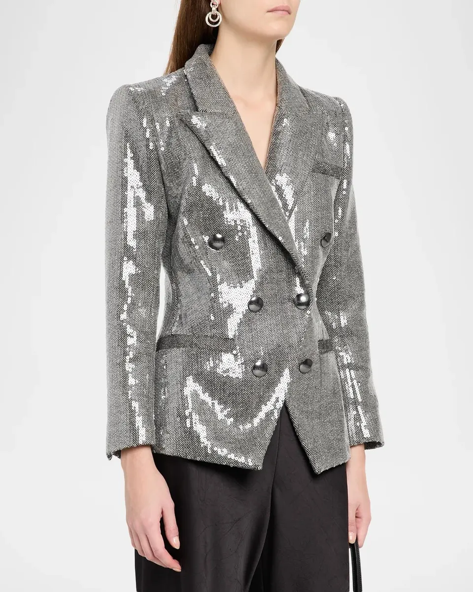 L'Agence Kyomi Sequined Double-Breasted Blazer | Thumbnail 4