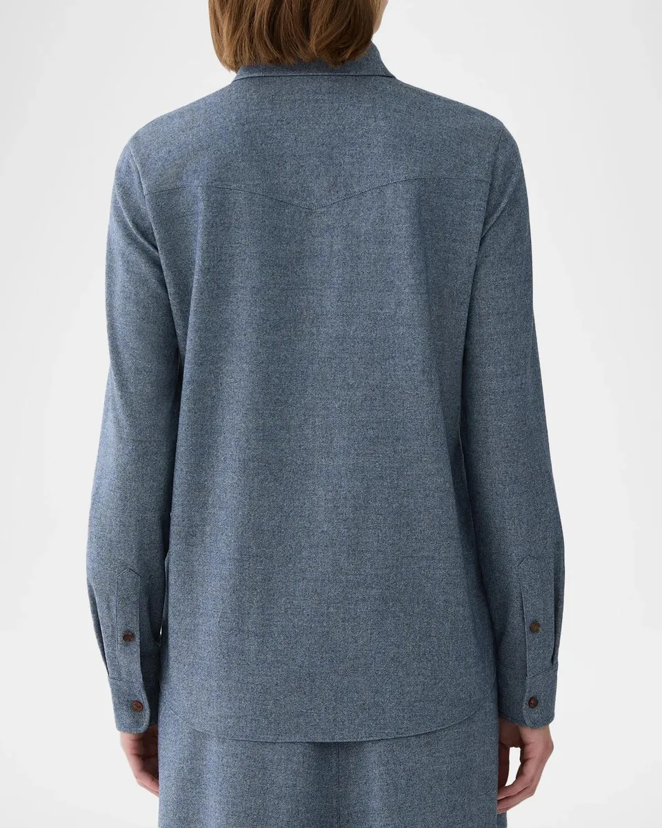 Lafayette 148 New York Denim Flannel Western Shirt | Thumbnail 2 Lafayette 148 New York Denim Flannel Western Shirt | Thumbnail 2