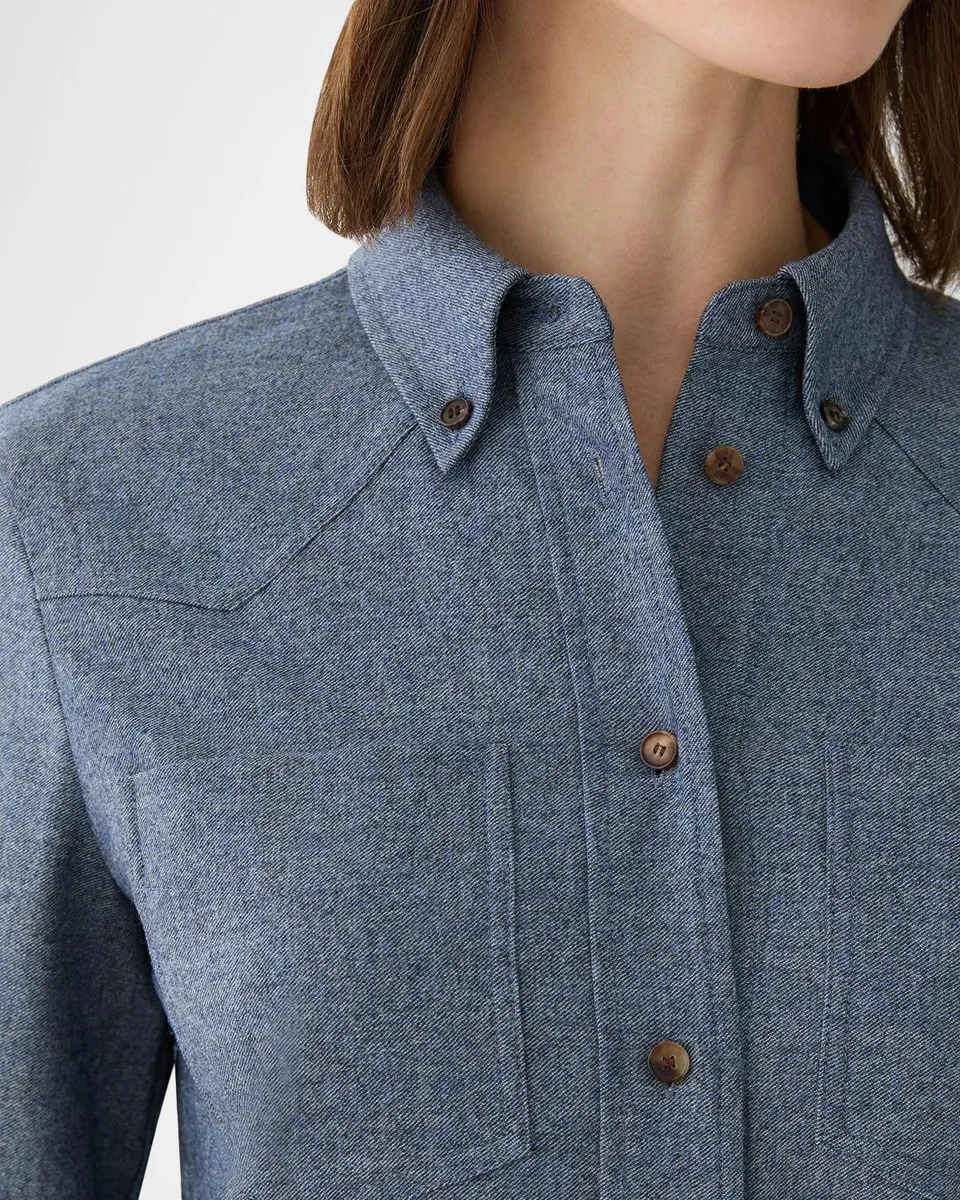 Lafayette 148 New York Denim Flannel Western Shirt | Thumbnail 4 Lafayette 148 New York Denim Flannel Western Shirt | Thumbnail 4