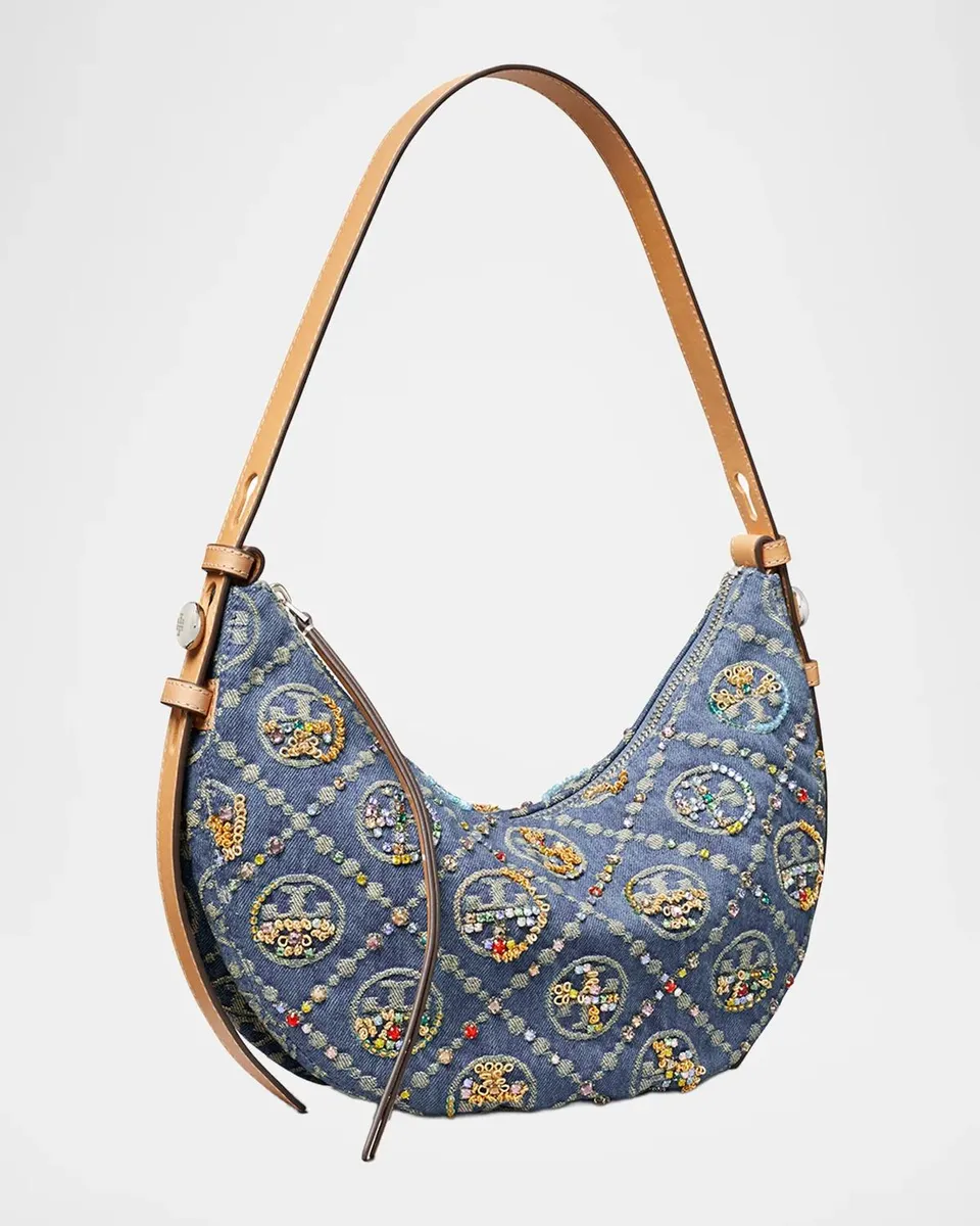 Tory Burch Romy Crystal T Monogram Crescent Shoulder Bag | Thumbnail 2 Tory Burch Romy Crystal T Monogram Crescent Shoulder Bag | Thumbnail 2