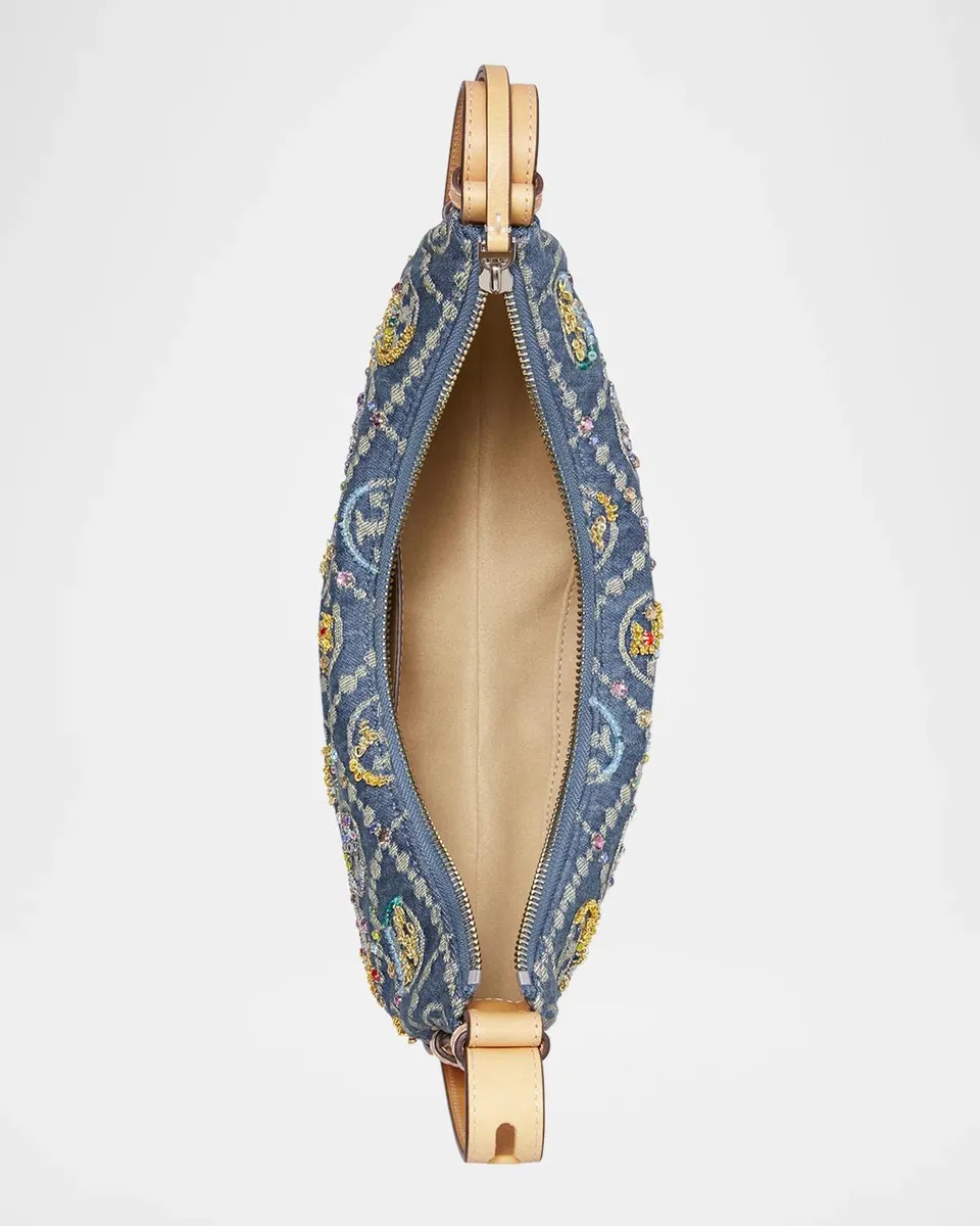 Tory Burch Romy Crystal T Monogram Crescent Shoulder Bag | Thumbnail 3 Tory Burch Romy Crystal T Monogram Crescent Shoulder Bag | Thumbnail 3