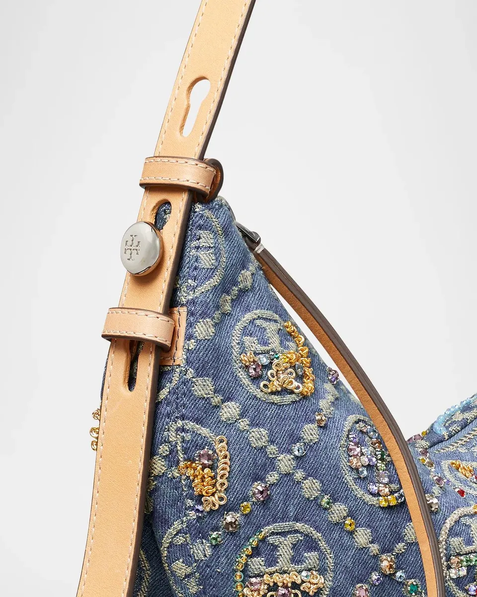 Tory Burch Romy Crystal T Monogram Crescent Shoulder Bag | Thumbnail 4 Tory Burch Romy Crystal T Monogram Crescent Shoulder Bag | Thumbnail 4