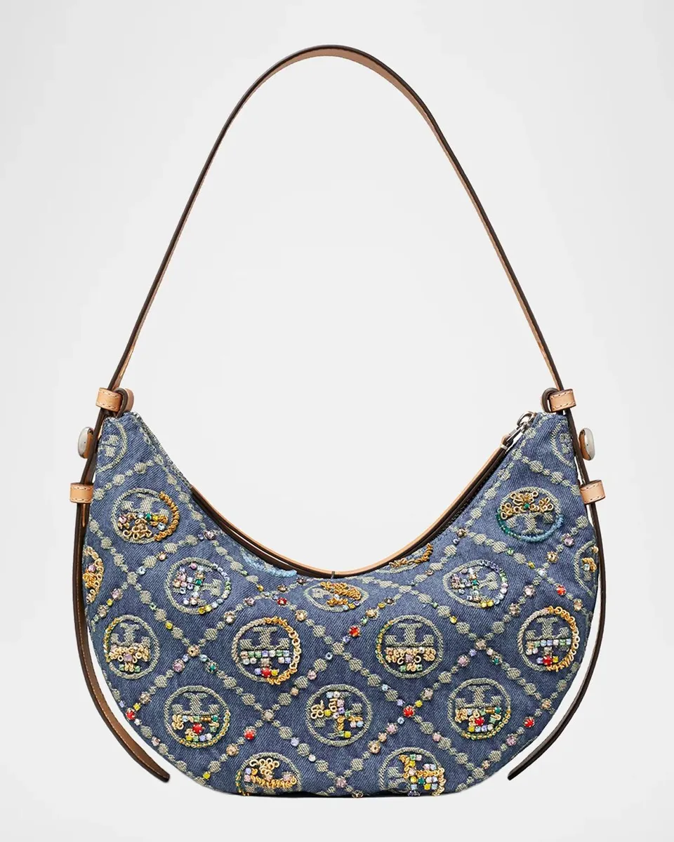 Tory Burch Romy Crystal T Monogram Crescent Shoulder Bag | Thumbnail 5 Tory Burch Romy Crystal T Monogram Crescent Shoulder Bag | Thumbnail 5