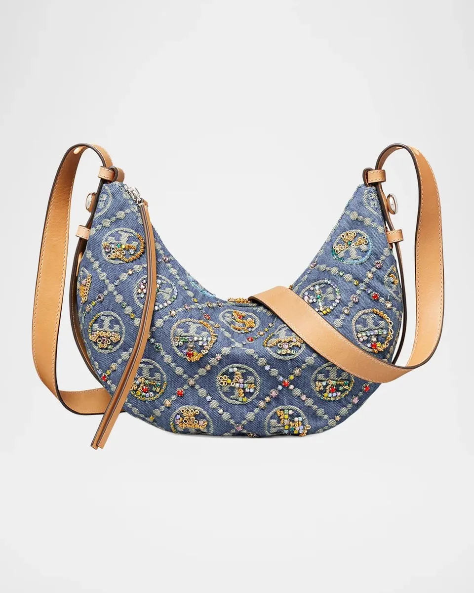Tory Burch Romy Crystal T Monogram Crescent Shoulder Bag | Thumbnail 6 Tory Burch Romy Crystal T Monogram Crescent Shoulder Bag | Thumbnail 6