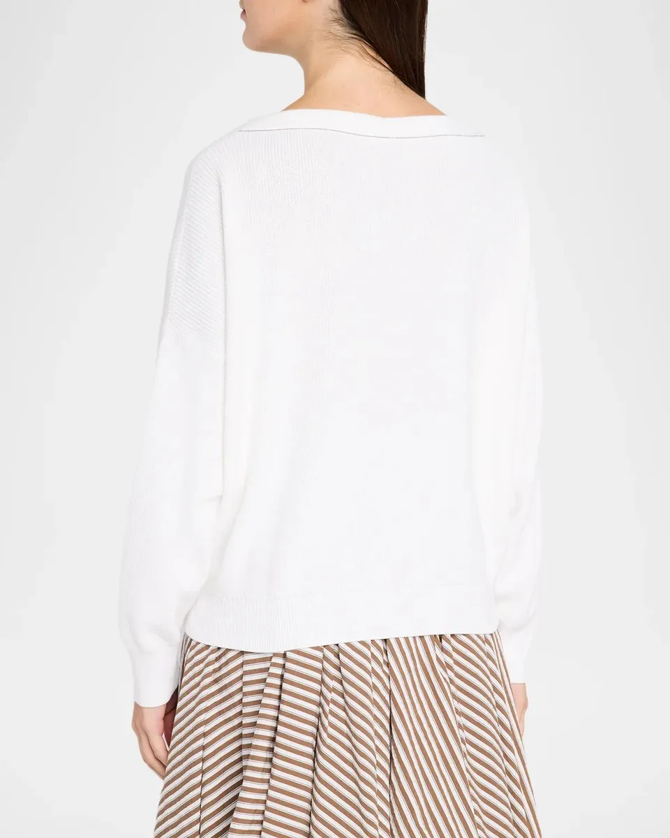 Brunello Cucinelli Cotton Rib Knit V-Neck Cardigan | Thumbnail 3 Brunello Cucinelli Cotton Rib Knit V-Neck Cardigan | Thumbnail 3