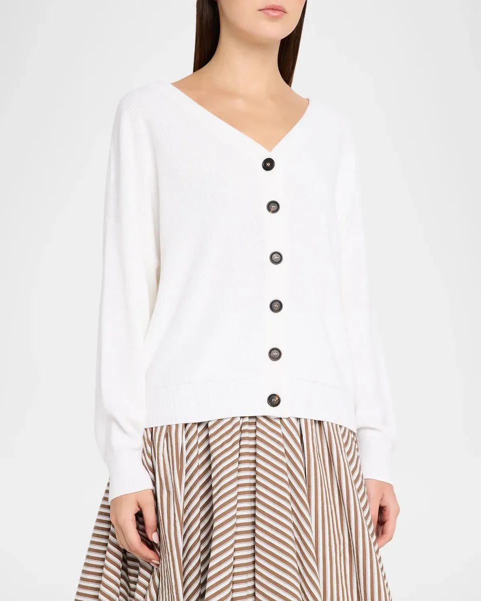 Brunello Cucinelli Cotton Rib Knit V-Neck Cardigan | Thumbnail 4 Brunello Cucinelli Cotton Rib Knit V-Neck Cardigan | Thumbnail 4