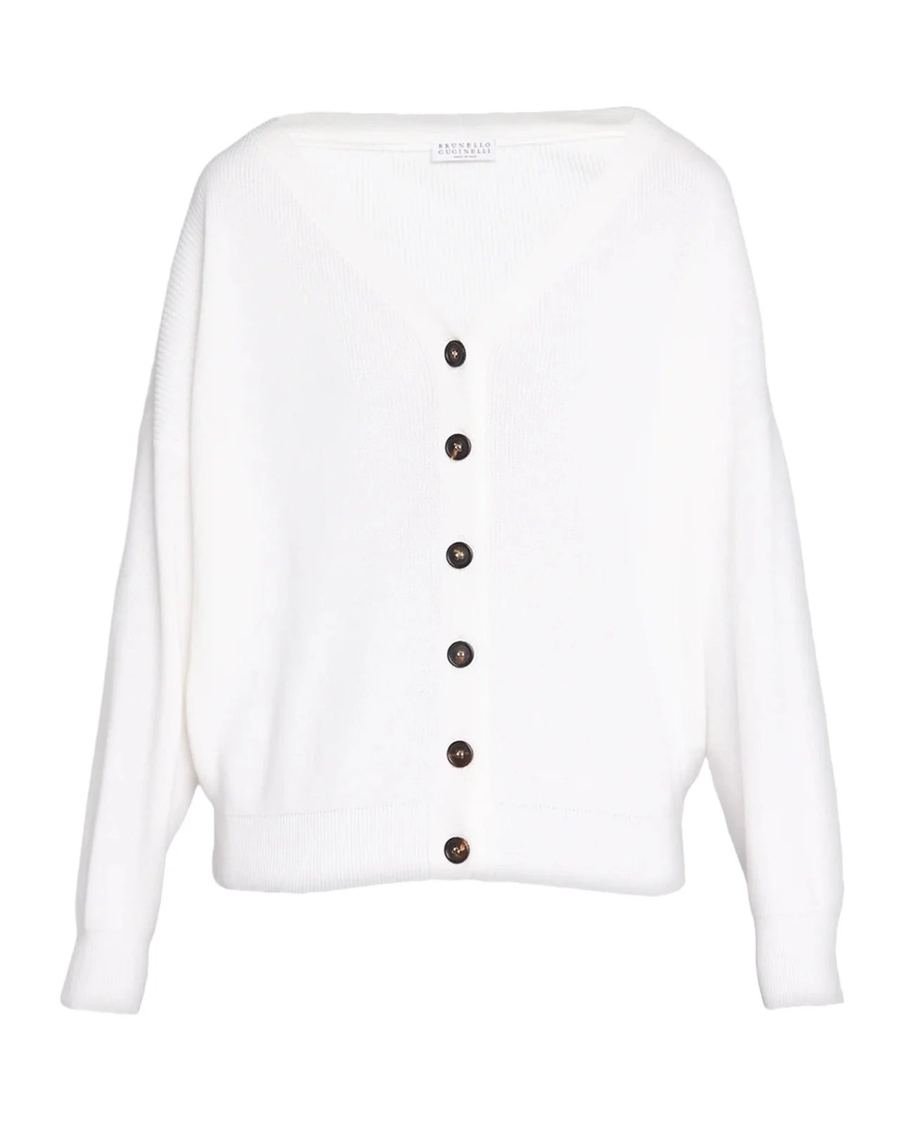 Brunello Cucinelli Cotton Rib Knit V-Neck Cardigan