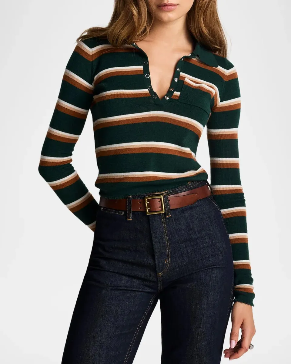 RE/DONE Erin Striped Henley Top | Thumbnail 4 RE/DONE Erin Striped Henley Top | Thumbnail 4
