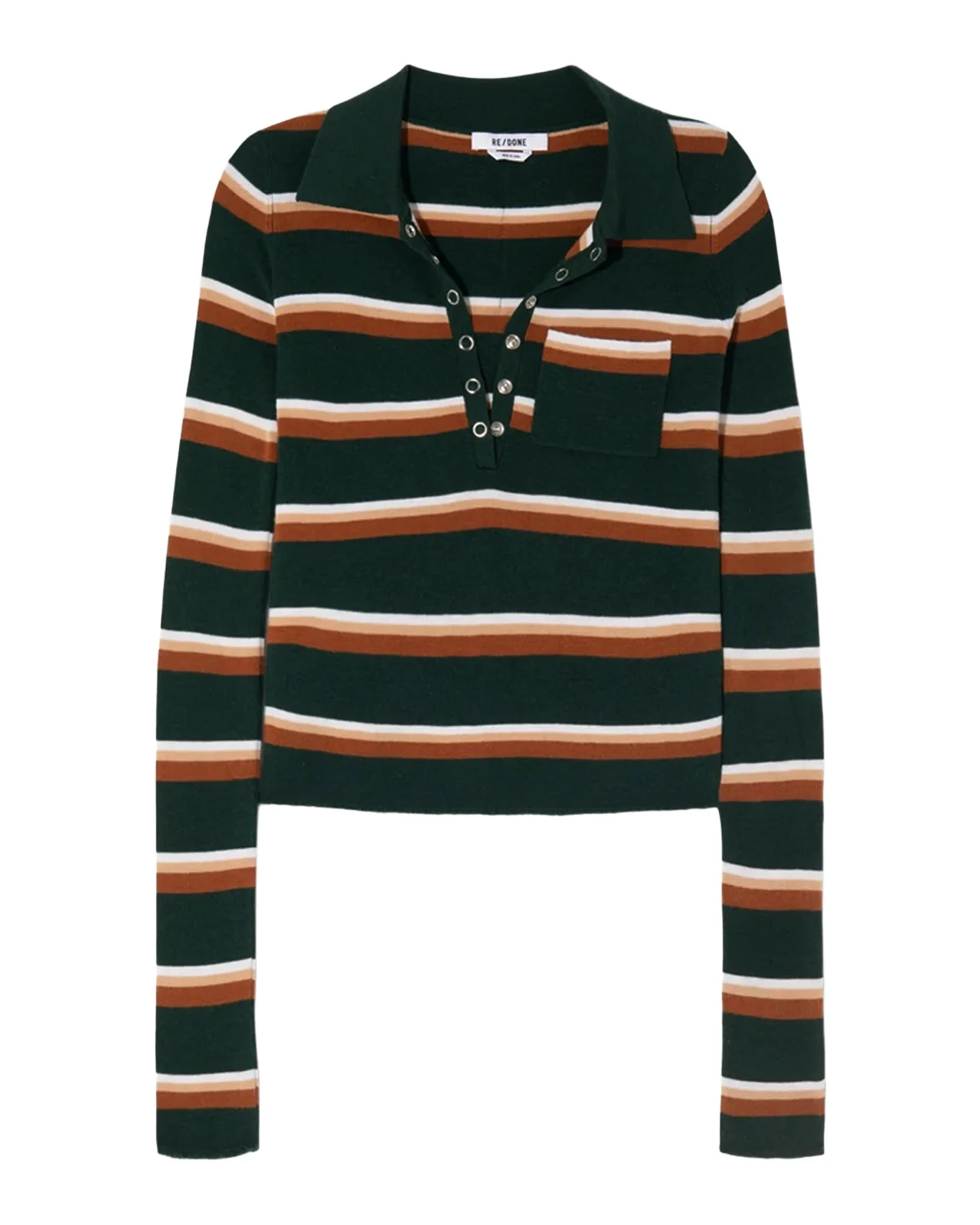 RE/DONE Erin Striped Henley Top