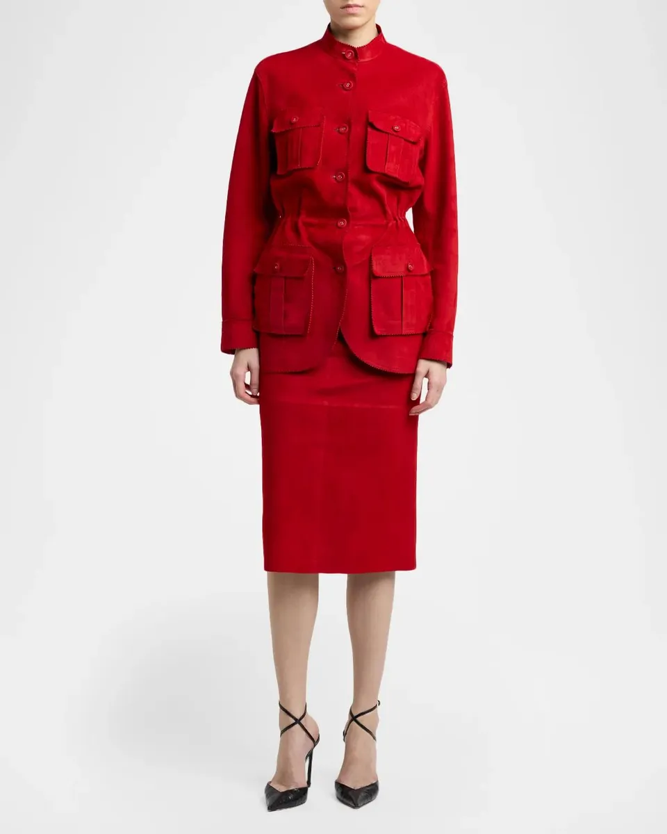Tom Ford Soft Lamb Suede Belted Midi Pencil Skirt | Thumbnail 2 Tom Ford Soft Lamb Suede Belted Midi Pencil Skirt | Thumbnail 2
