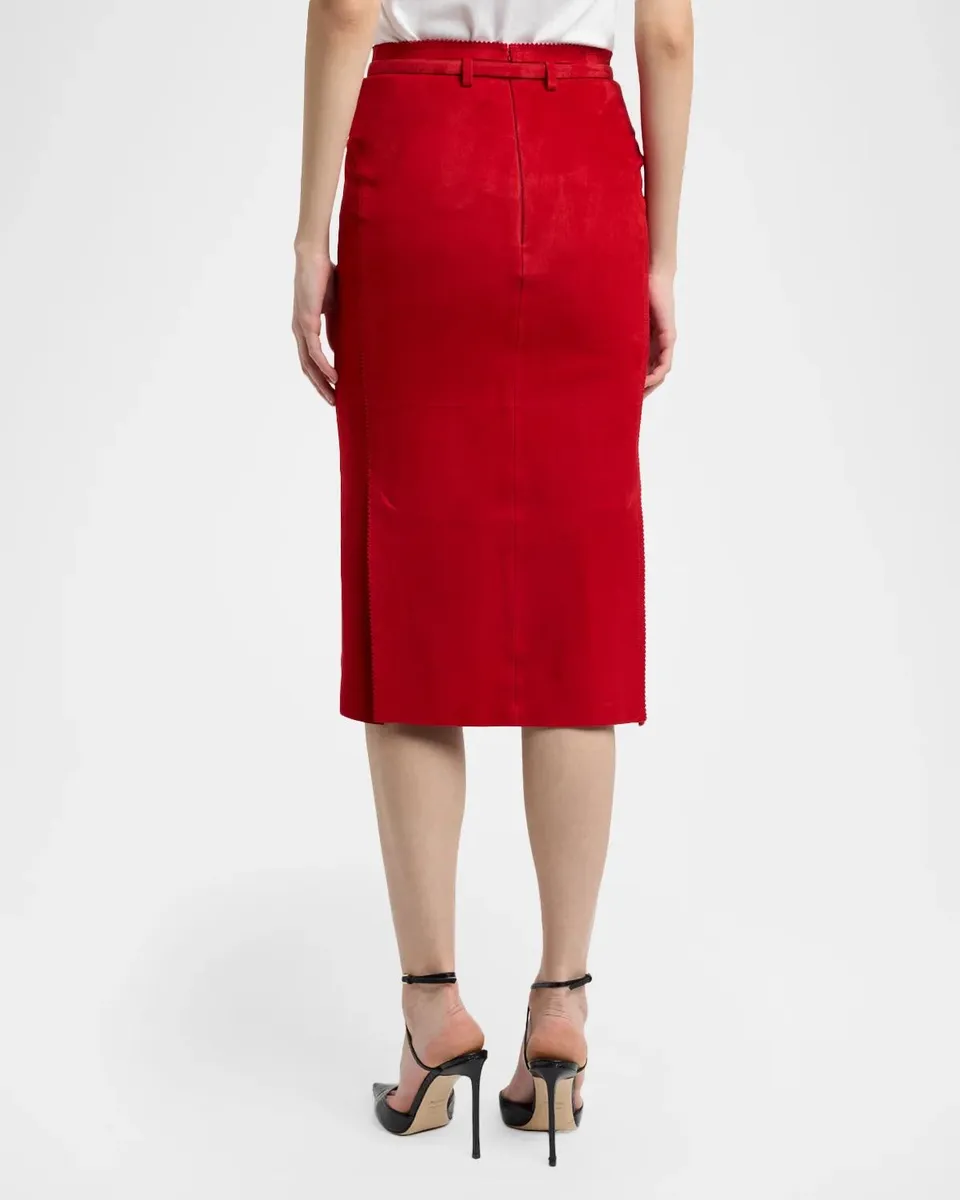 Tom Ford Soft Lamb Suede Belted Midi Pencil Skirt | Thumbnail 3 Tom Ford Soft Lamb Suede Belted Midi Pencil Skirt | Thumbnail 3