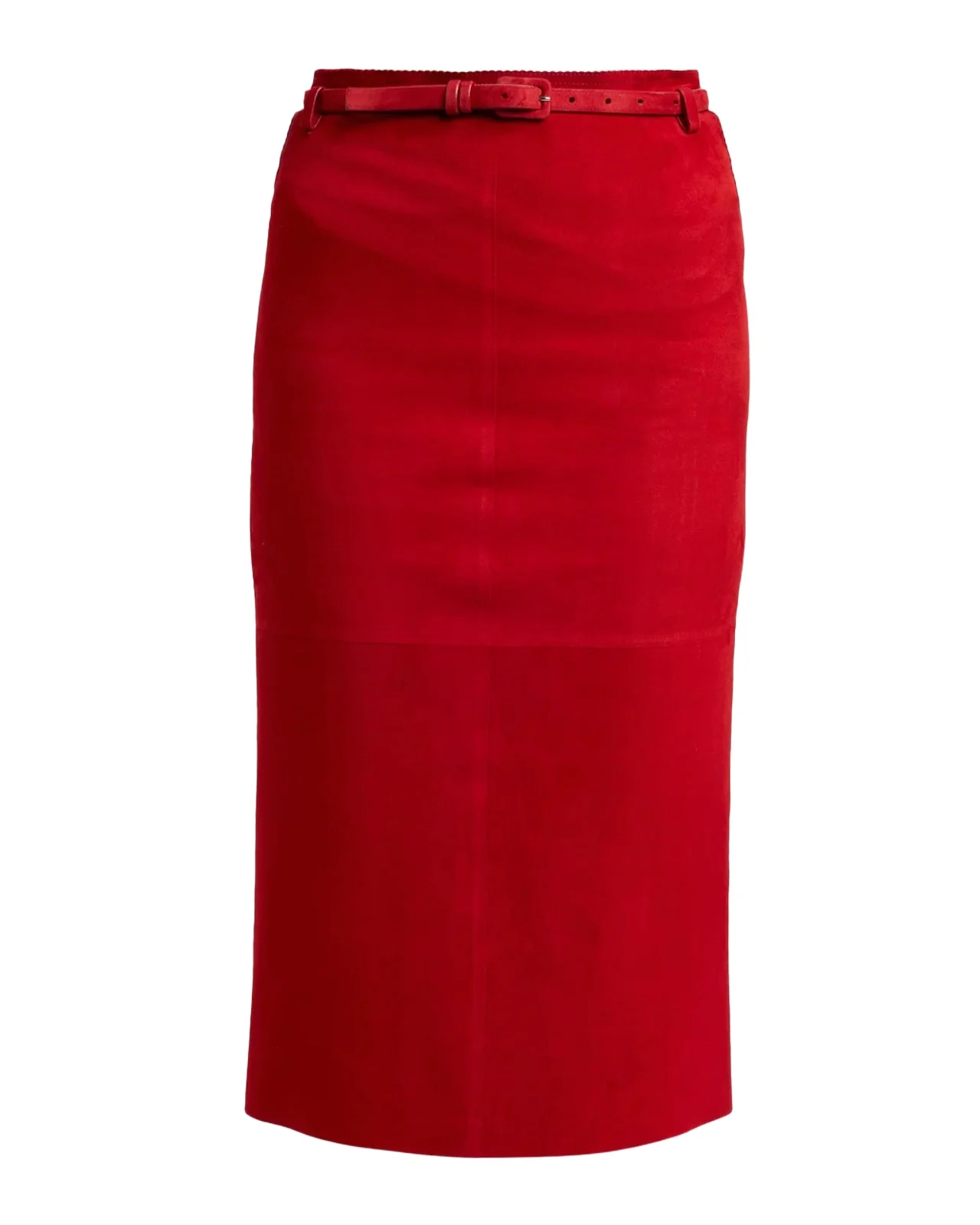 Tom Ford Soft Lamb Suede Belted Midi Pencil Skirt