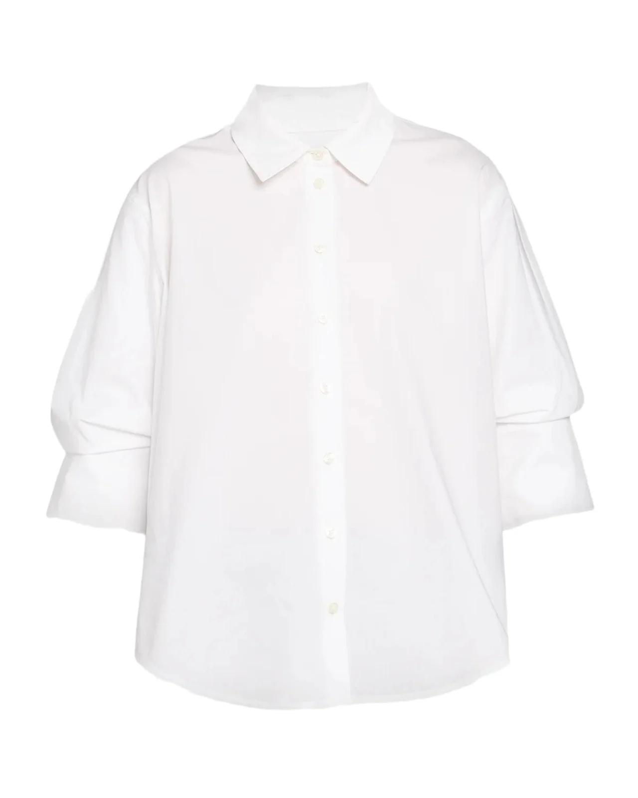 TANYA TAYLOR Emmy Ruched-Sleeve Cotton Shirt