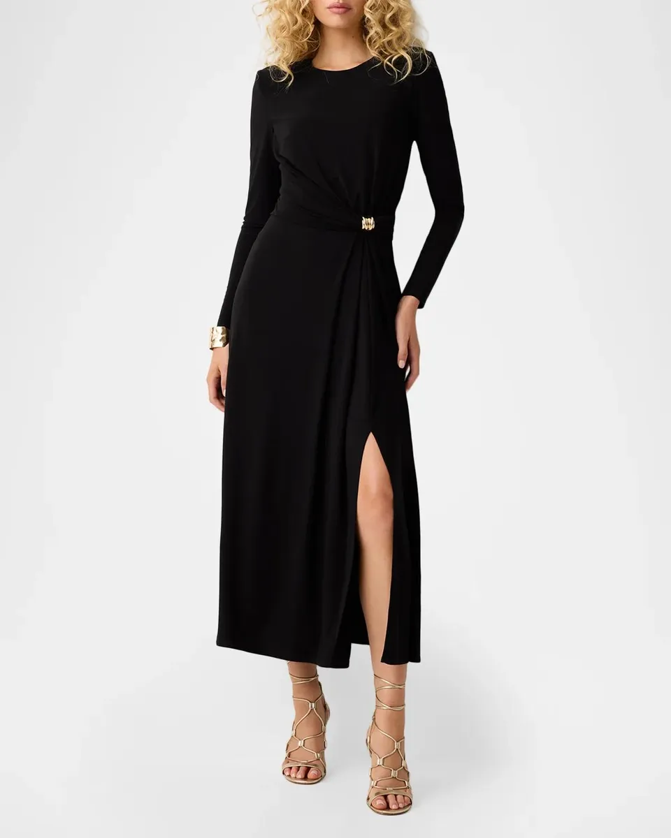 Ramy Brook Piper Gathered Long-Sleeve Midi Dress | Thumbnail 2