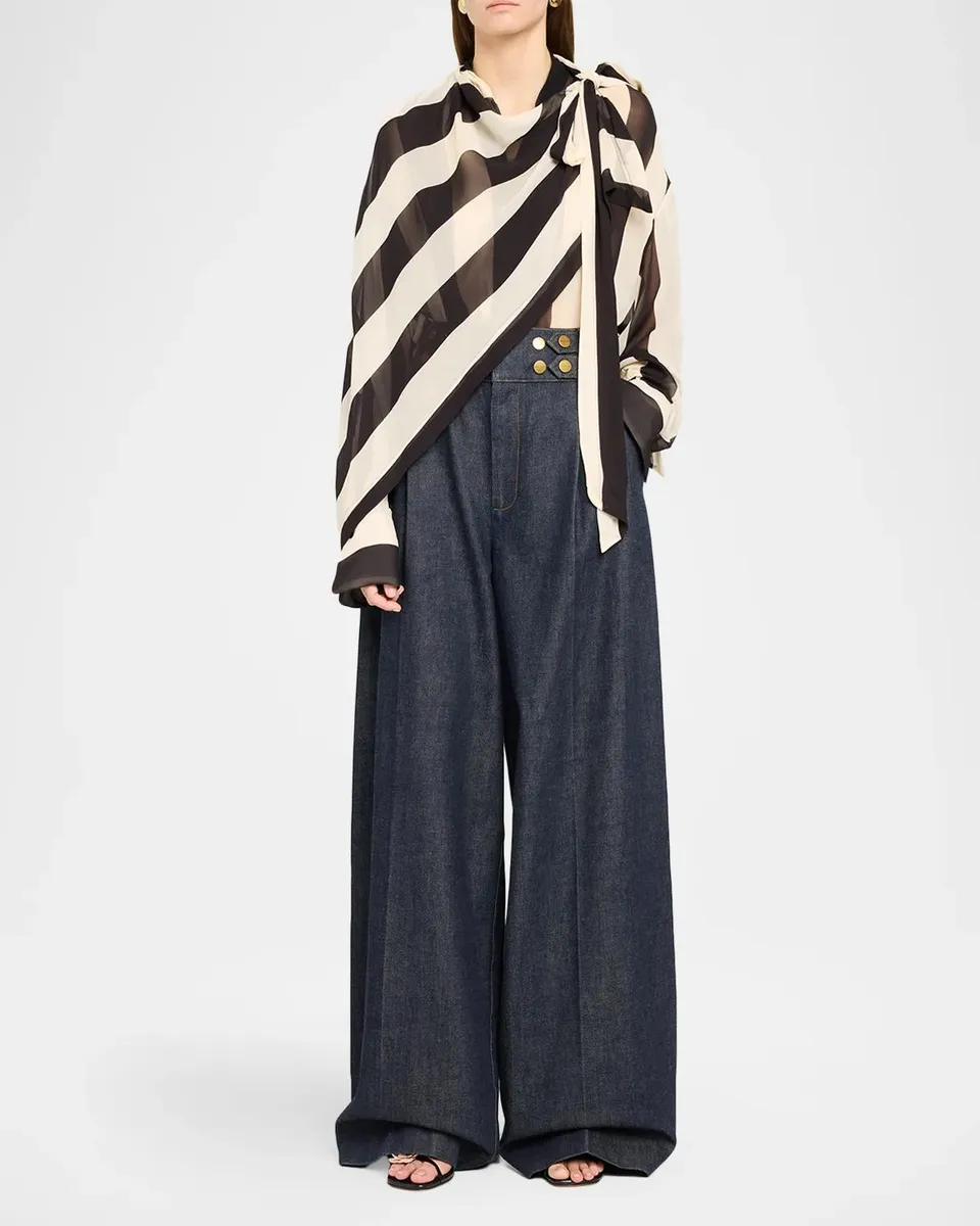 Zimmermann High-Rise Wide-Leg Tailored Denim Pants | Thumbnail 2