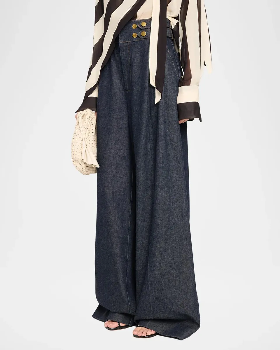 Zimmermann High-Rise Wide-Leg Tailored Denim Pants | Thumbnail 4