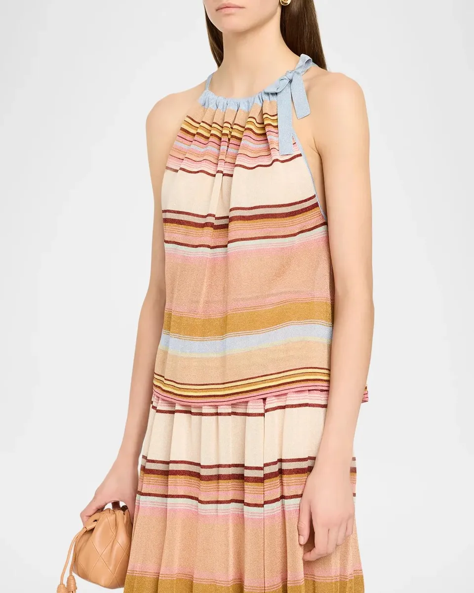 Zimmermann Fairlight Stripe Tie-Neck Top | Thumbnail 4