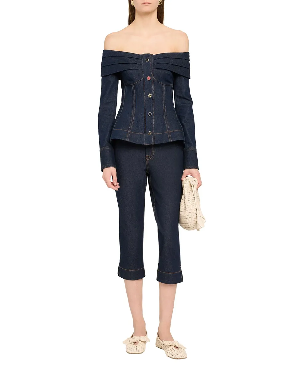 Zimmermann Clash Denim Off-Shoulder Boatneck Top | Thumbnail 2 Zimmermann Clash Denim Off-Shoulder Boatneck Top | Thumbnail 2