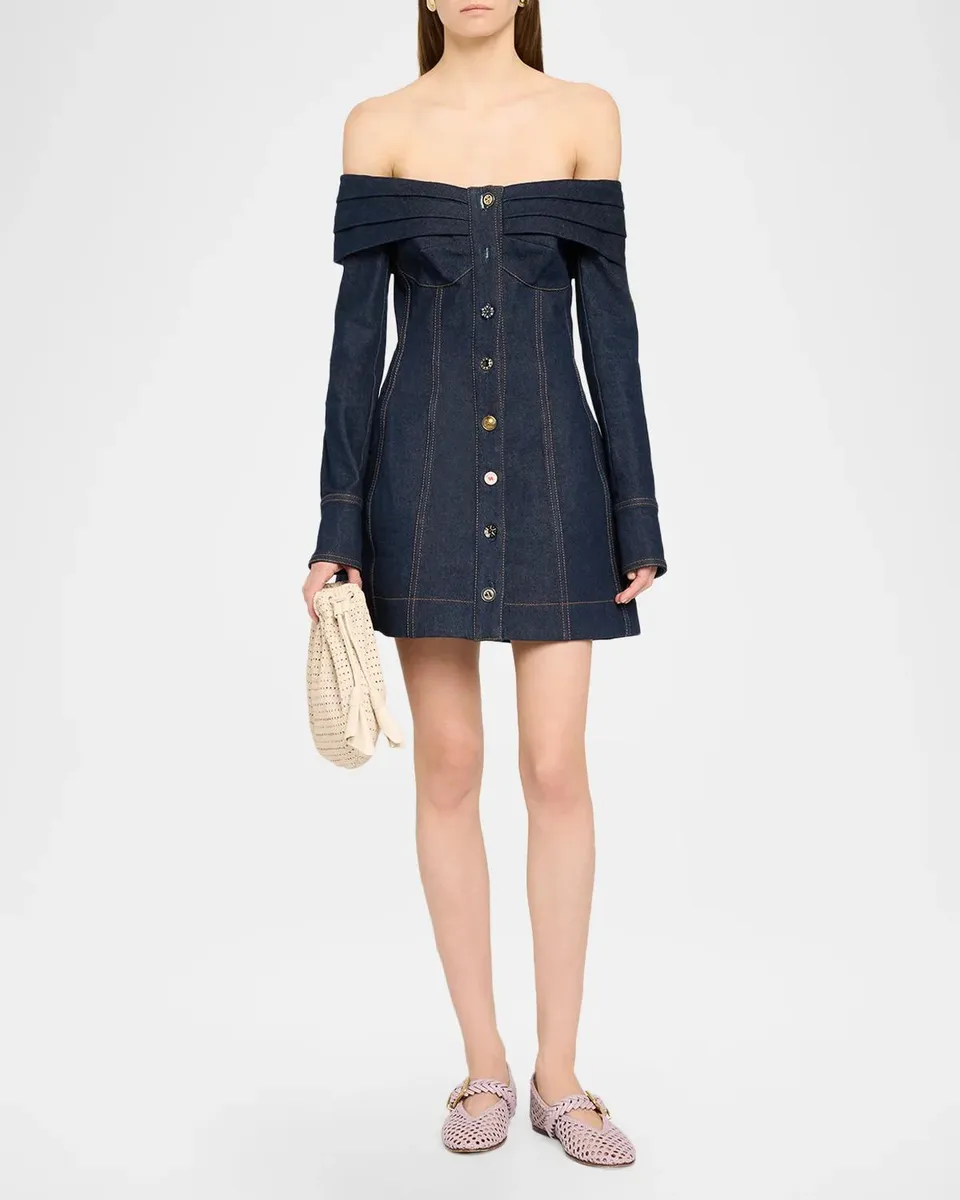 Zimmermann Clash Denim Boatneck Mini Dress | Thumbnail 2 Zimmermann Clash Denim Boatneck Mini Dress | Thumbnail 2