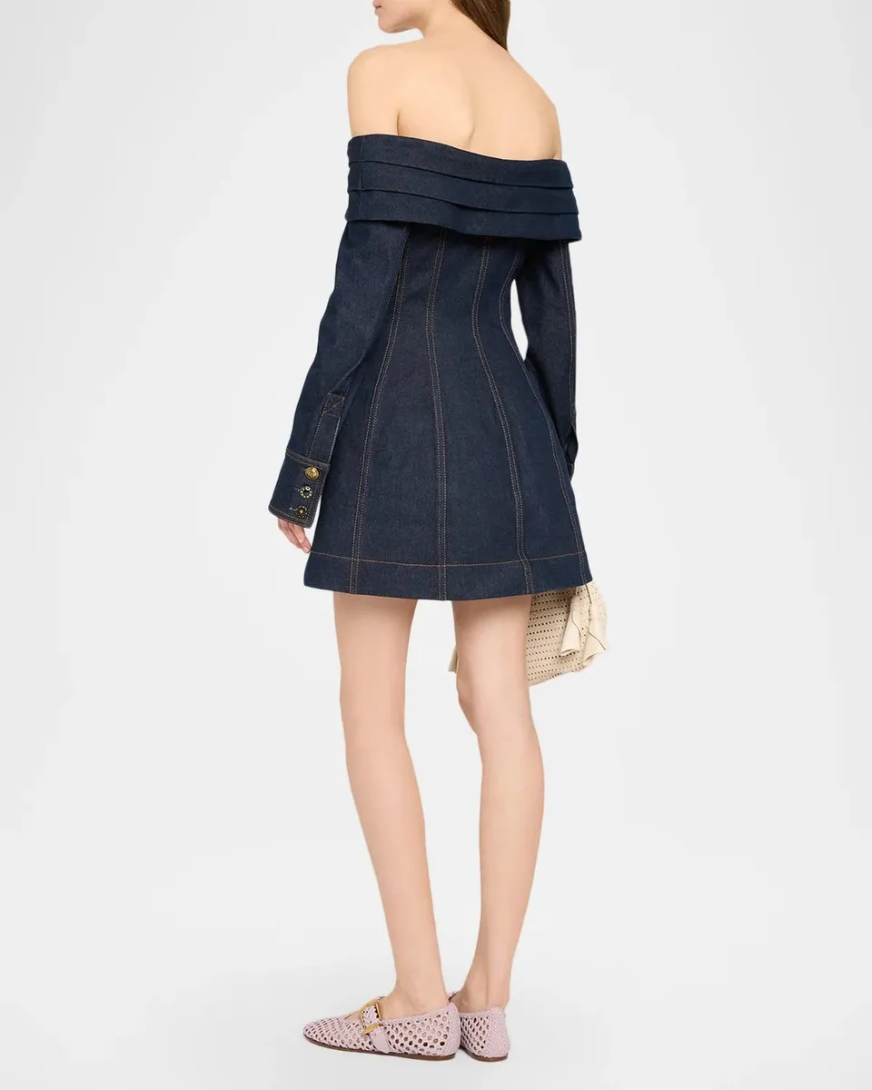 Zimmermann Clash Denim Boatneck Mini Dress | Thumbnail 3 Zimmermann Clash Denim Boatneck Mini Dress | Thumbnail 3