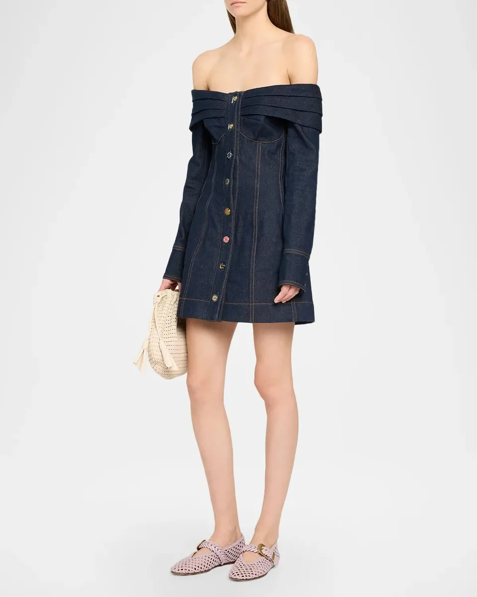 Zimmermann Clash Denim Boatneck Mini Dress | Thumbnail 4 Zimmermann Clash Denim Boatneck Mini Dress | Thumbnail 4