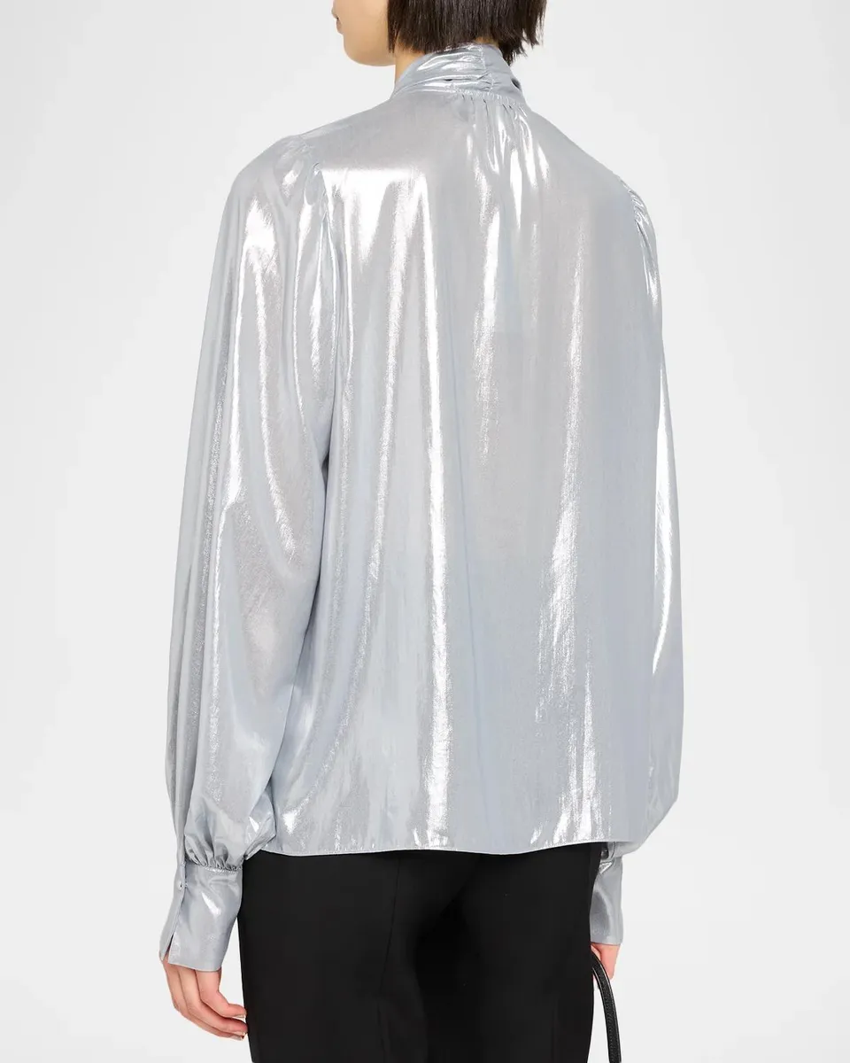 Ramy Brook Noa Metallic Tie-Neck Blouse | Thumbnail 3 Ramy Brook Noa Metallic Tie-Neck Blouse | Thumbnail 3