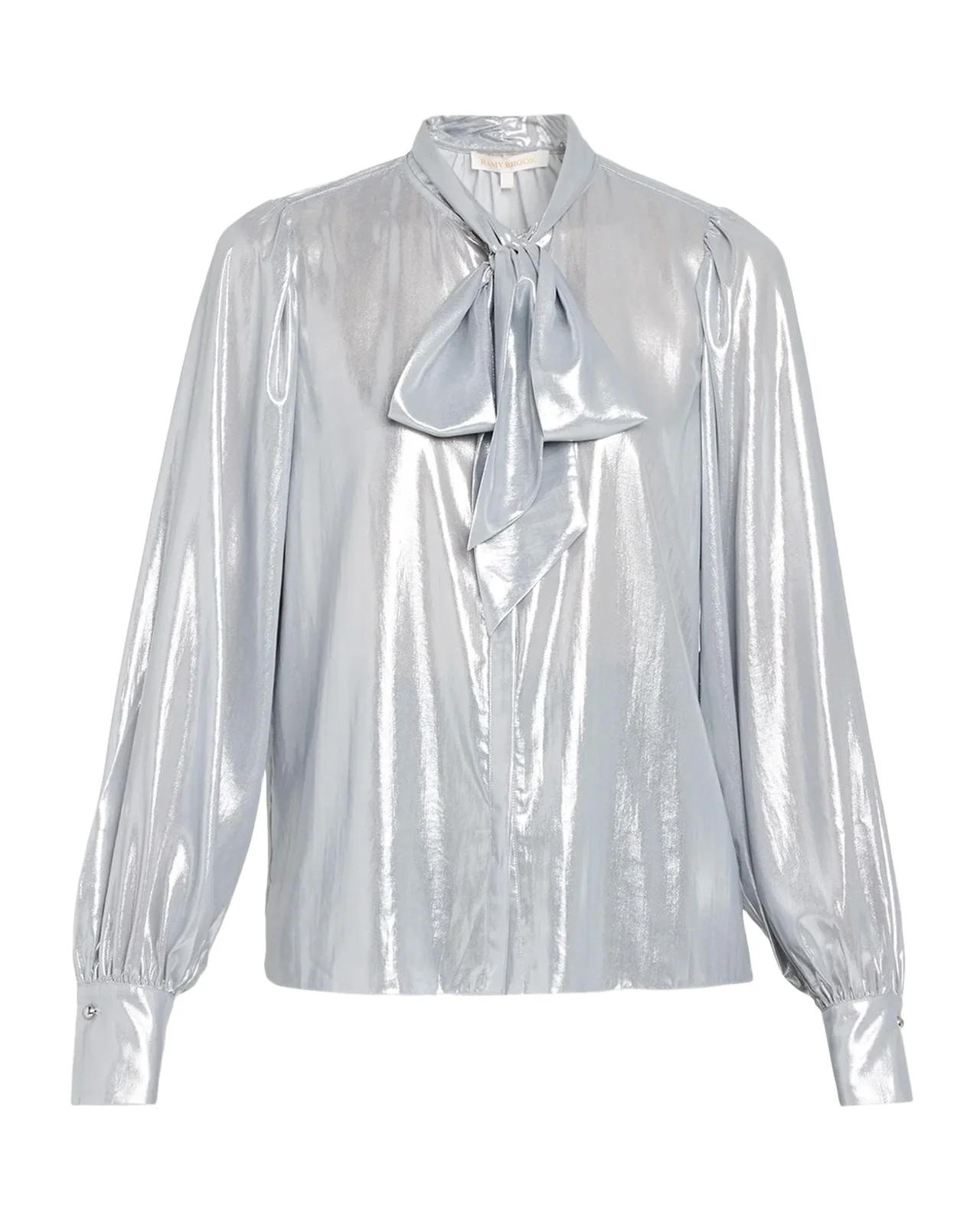 Noa Metallic Tie-Neck Blouse