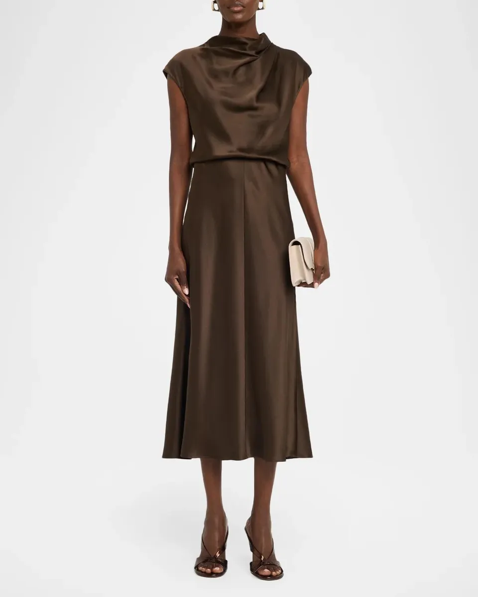 Vince Draped Cowl-Neck Midi Dress | Thumbnail 2 Vince Draped Cowl-Neck Midi Dress | Thumbnail 2