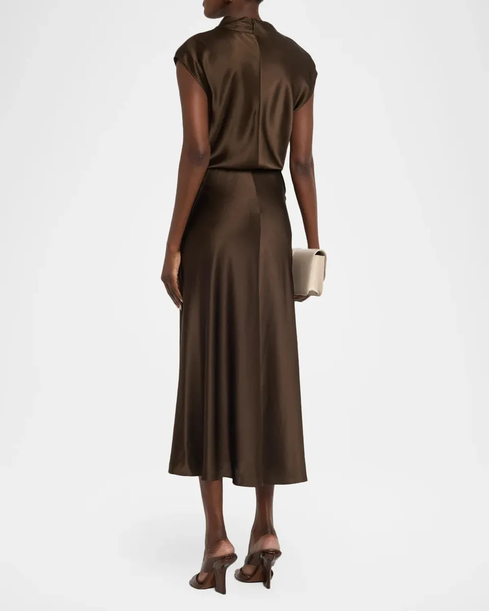 Vince Draped Cowl-Neck Midi Dress | Thumbnail 3 Vince Draped Cowl-Neck Midi Dress | Thumbnail 3
