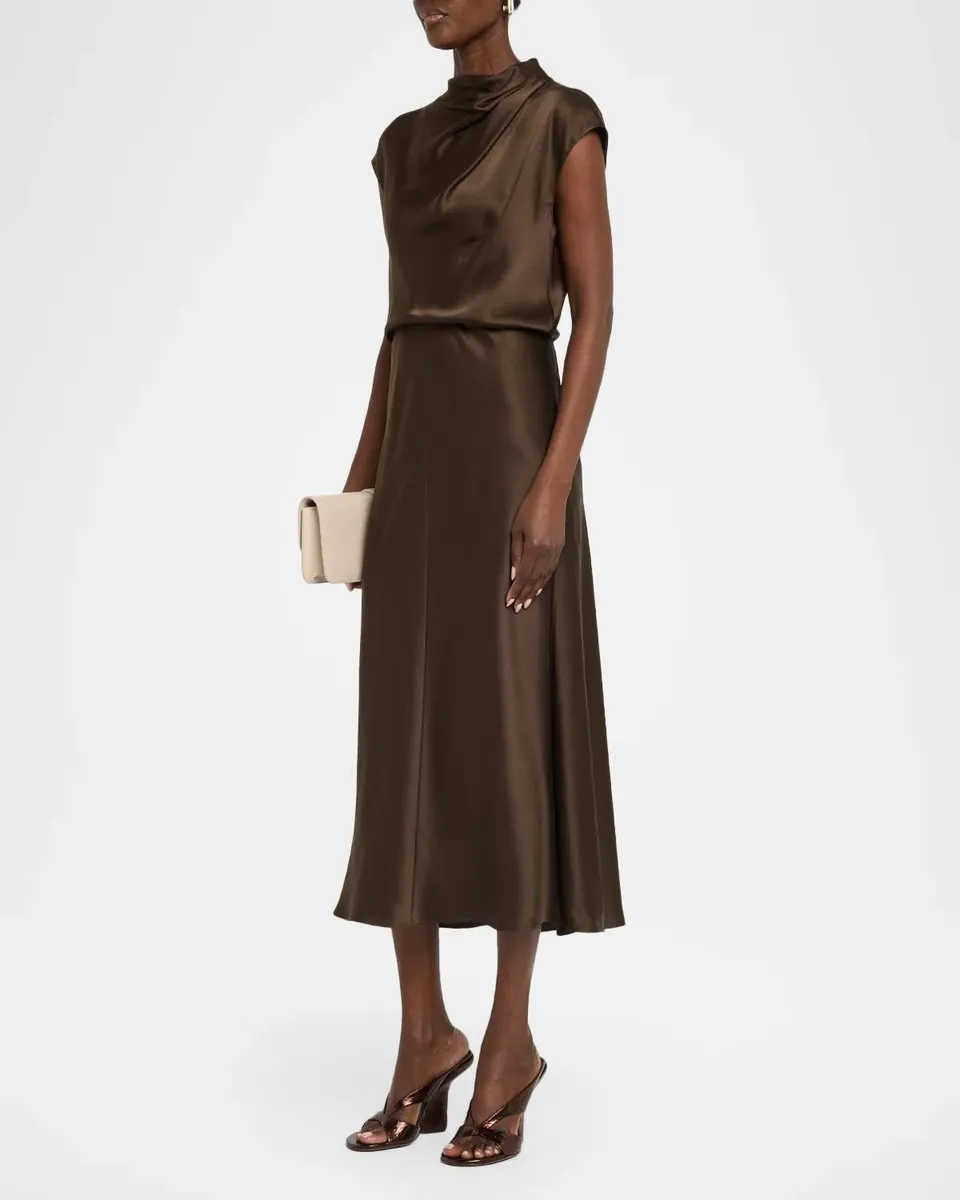 Vince Draped Cowl-Neck Midi Dress | Thumbnail 4 Vince Draped Cowl-Neck Midi Dress | Thumbnail 4