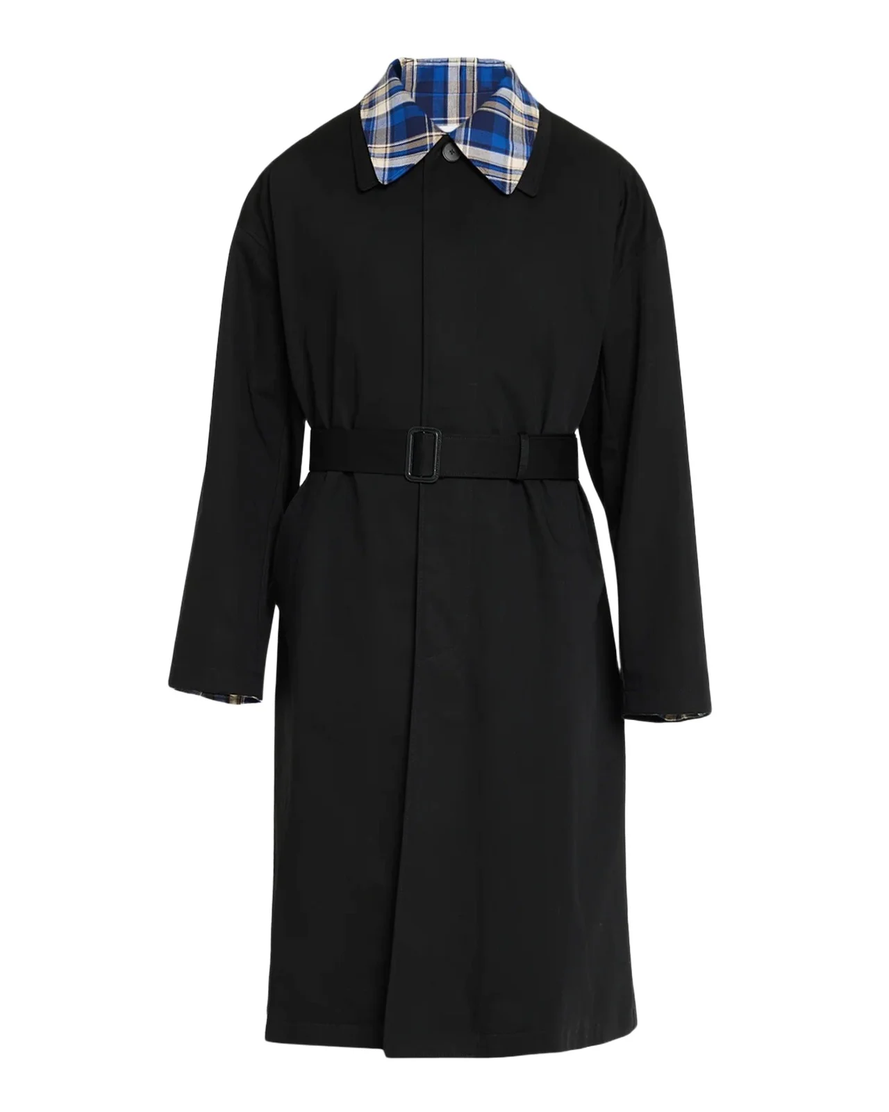 Givenchy Men's Plaid-Tipped Belted Trench Coat