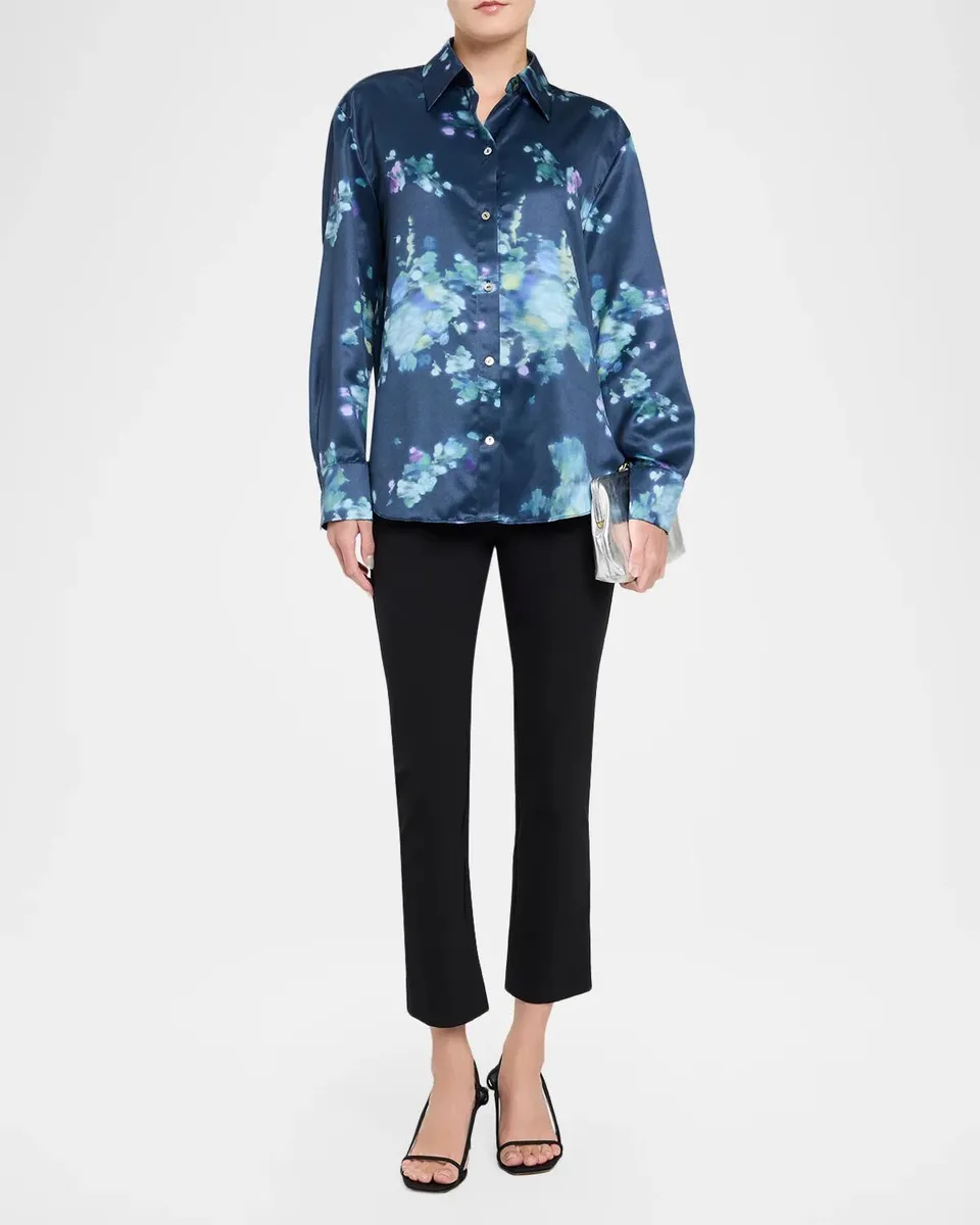 Vince Midnight Garden Silk Button-Front Blouse | Thumbnail 2 Vince Midnight Garden Silk Button-Front Blouse | Thumbnail 2