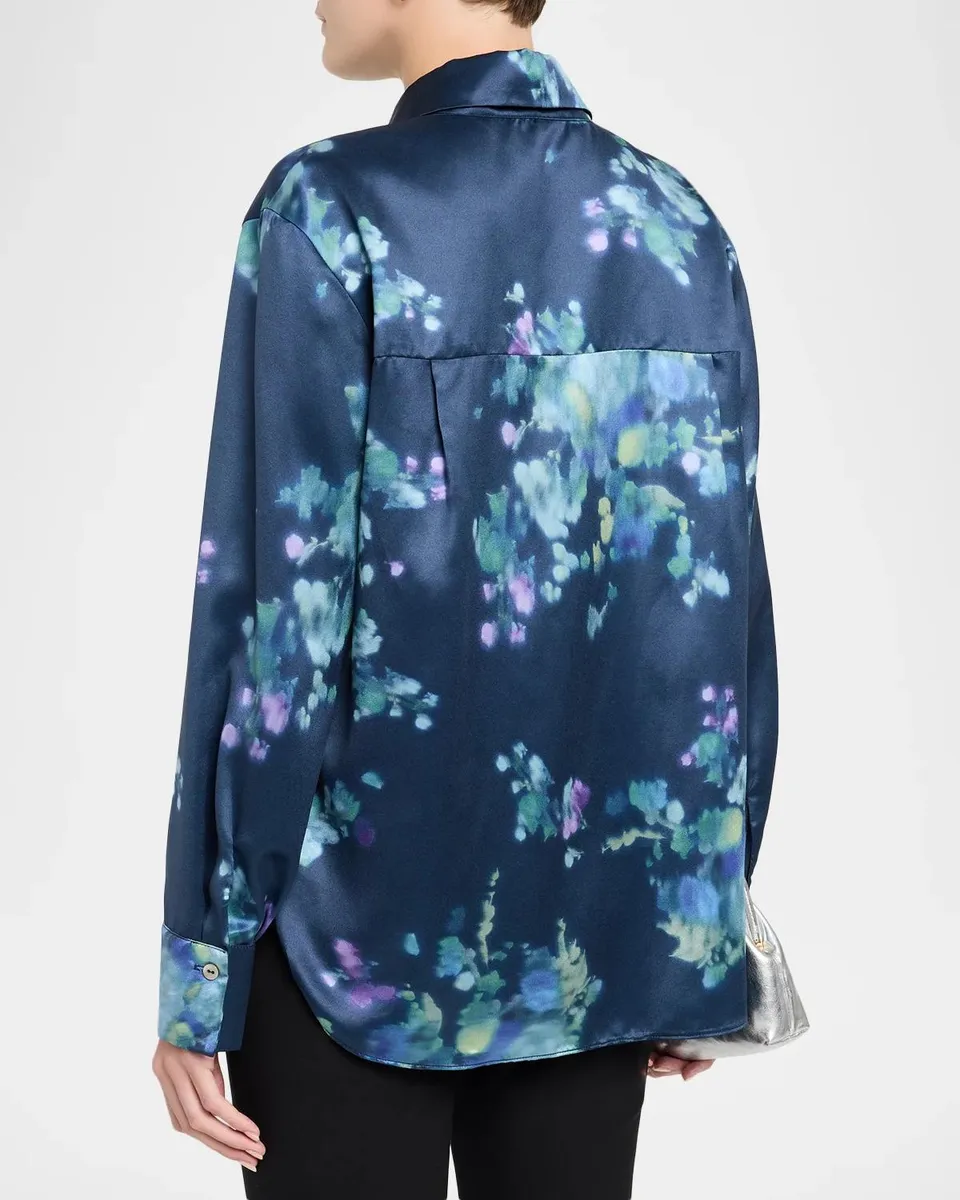 Vince Midnight Garden Silk Button-Front Blouse | Thumbnail 3 Vince Midnight Garden Silk Button-Front Blouse | Thumbnail 3