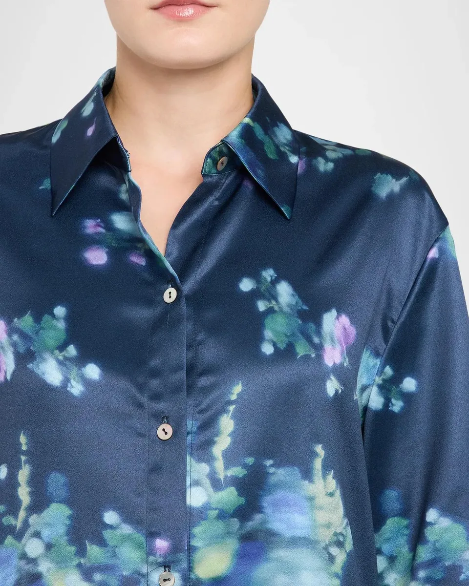 Vince Midnight Garden Silk Button-Front Blouse | Thumbnail 5 Vince Midnight Garden Silk Button-Front Blouse | Thumbnail 5