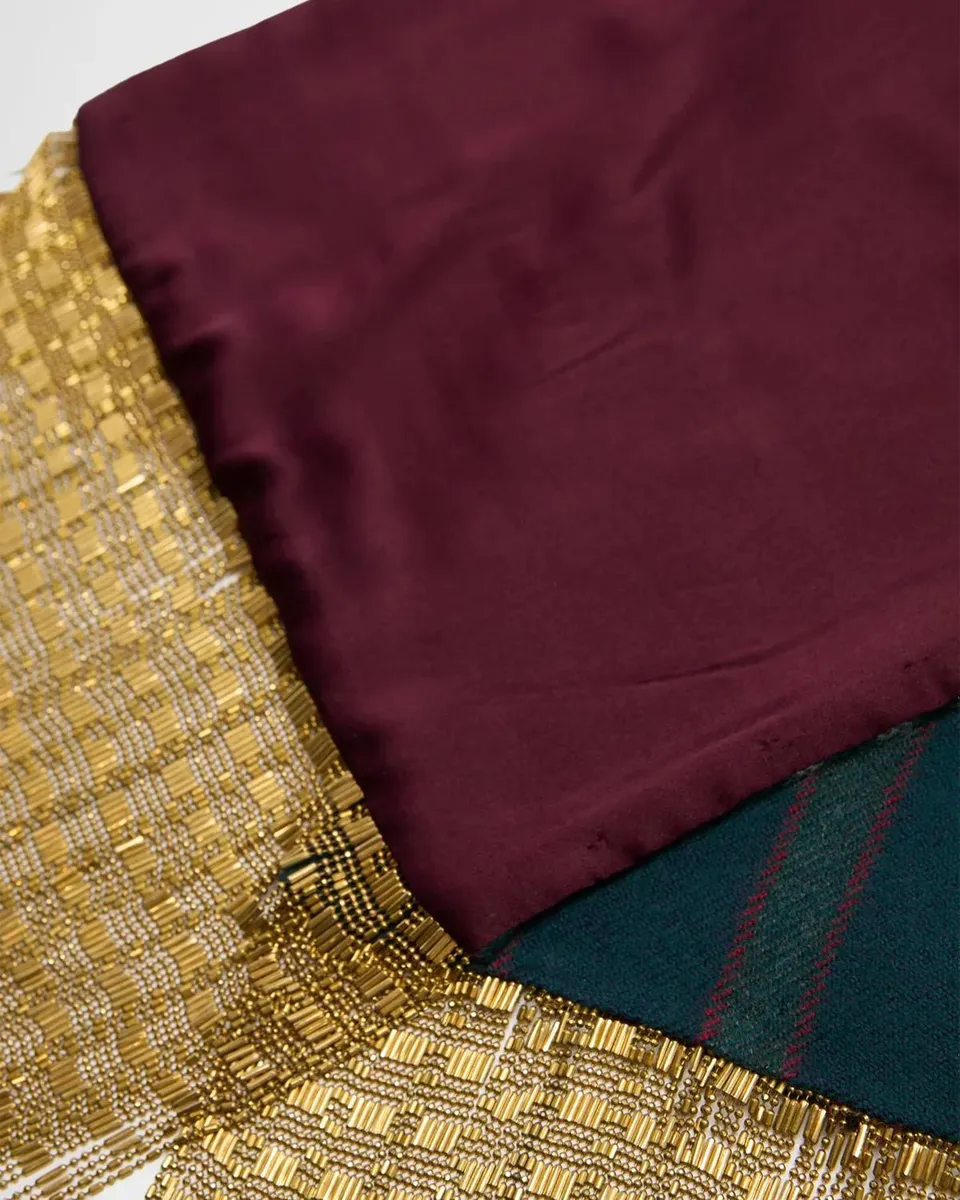 Etro Reversible Wool and Silk Scarf with Metallic Fringe | Thumbnail 4 Etro Reversible Wool and Silk Scarf with Metallic Fringe | Thumbnail 4