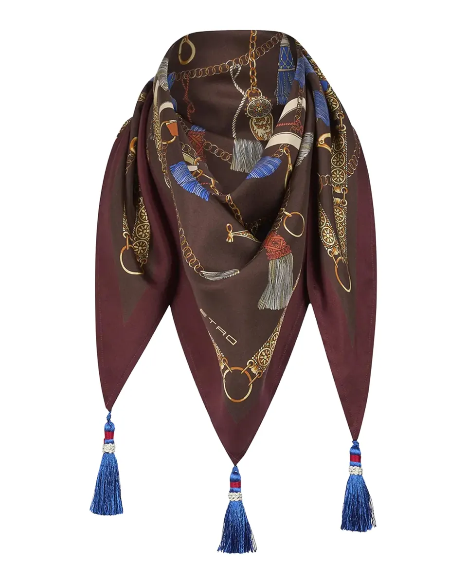 Etro Silk Twill Foulard Scarf with Tassels | Thumbnail 2 Etro Silk Twill Foulard Scarf with Tassels | Thumbnail 2
