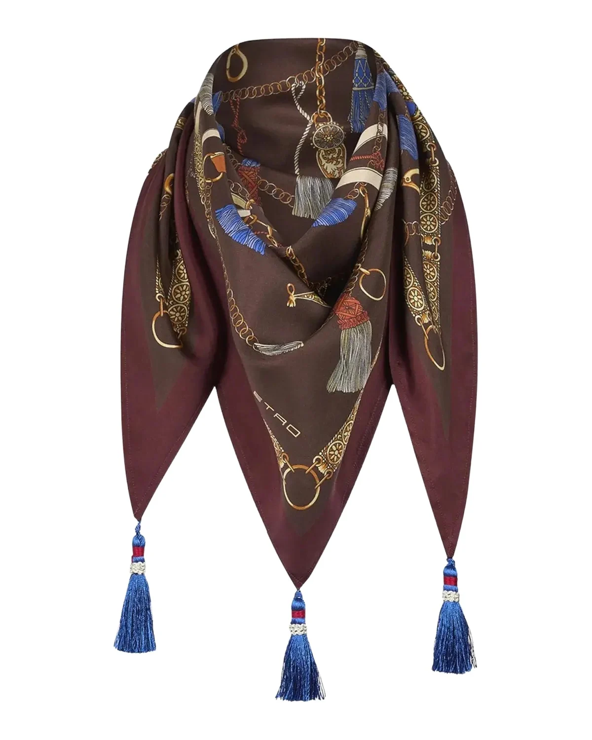 Silk Twill Foulard Scarf with Tassels