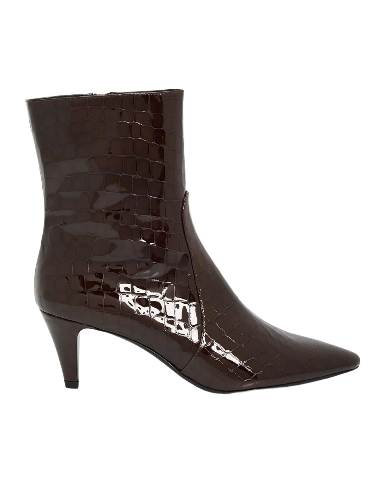 60mm Lennon Croc-Embossed Patent Leather Zip Booties 60mm Lennon Croc-Embossed Patent Leather Zip Booties