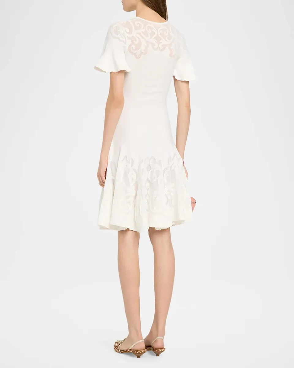 Ulla Johnson Tahlia Scrollwork Knit Knee-Length Dress | Thumbnail 3