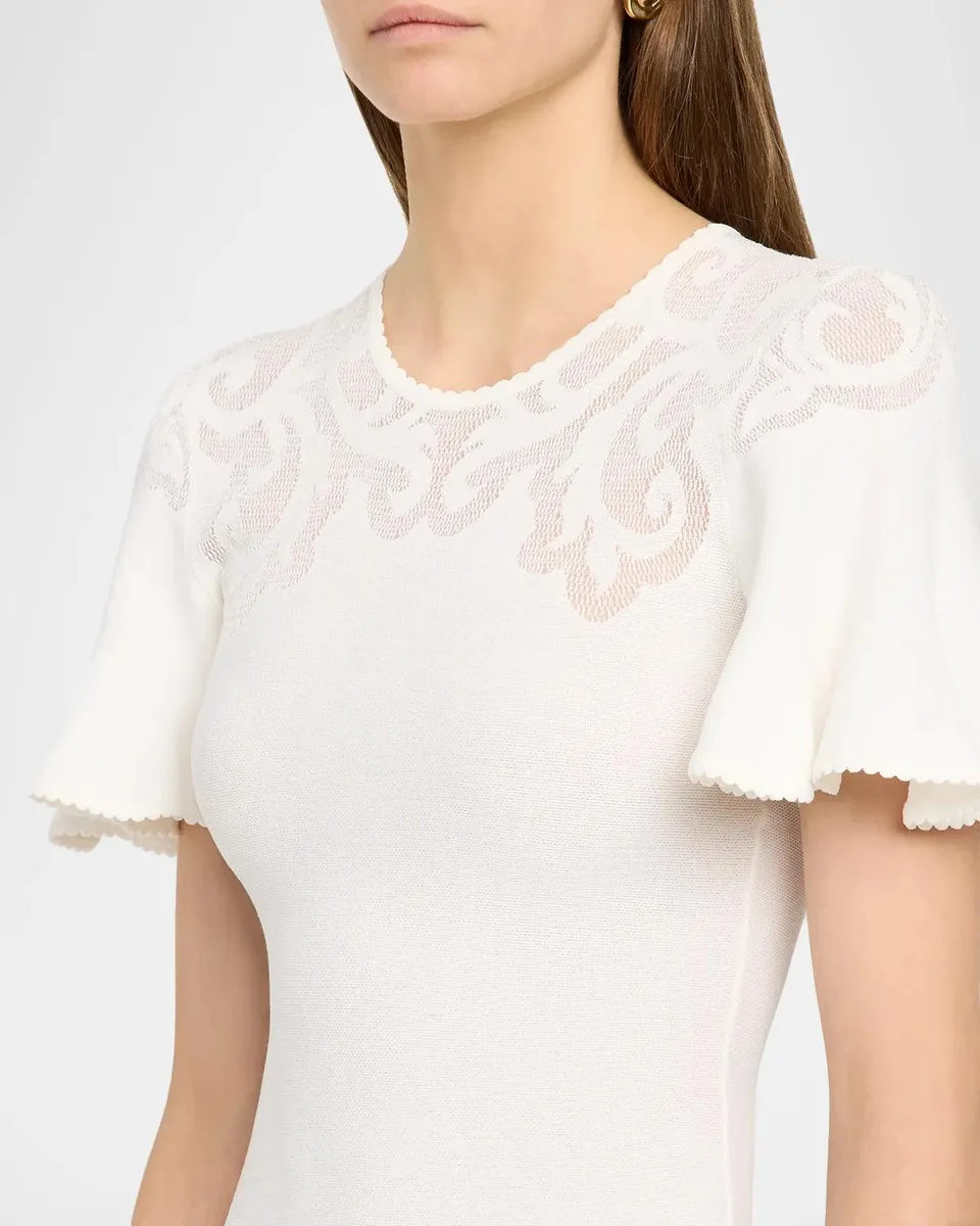 Ulla Johnson Tahlia Scrollwork Knit Knee-Length Dress | Thumbnail 5