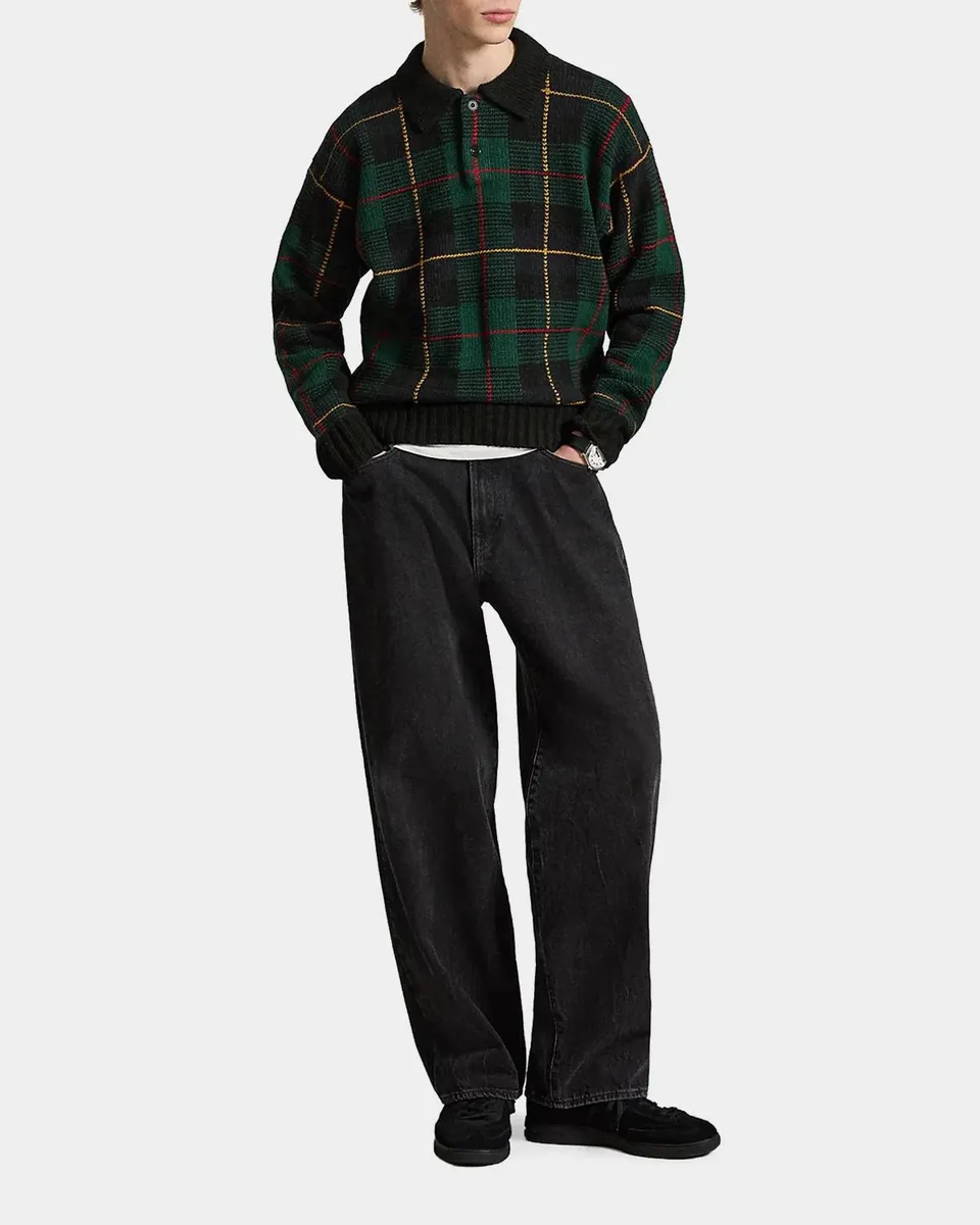 Polo Ralph Lauren Men's Relaxed Fit Plaid Wool Polo Sweater | Thumbnail 2 Polo Ralph Lauren Men's Relaxed Fit Plaid Wool Polo Sweater | Thumbnail 2