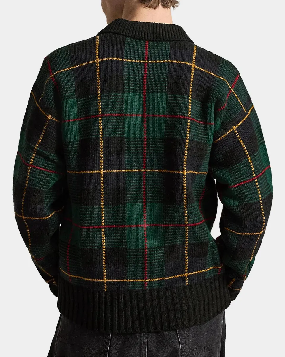 Polo Ralph Lauren Men's Relaxed Fit Plaid Wool Polo Sweater | Thumbnail 3 Polo Ralph Lauren Men's Relaxed Fit Plaid Wool Polo Sweater | Thumbnail 3