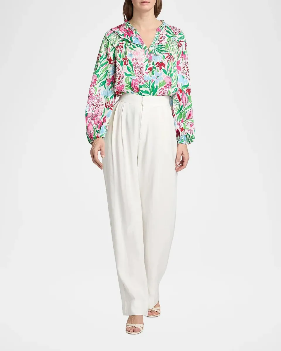 Lilly Pulitzer Japhia Glowing Gardens Printed Long-Sleeve Blouse | Thumbnail 2 Lilly Pulitzer Japhia Glowing Gardens Printed Long-Sleeve Blouse | Thumbnail 2