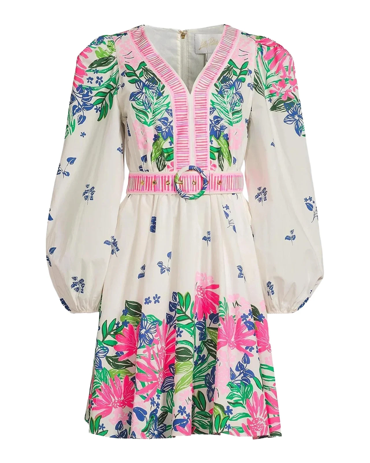 Chyanna Floral Cotton Belted Minidress Chyanna Floral Cotton Belted Minidress